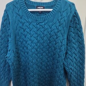 Lands' End Women's Teal Cable Knit Sweater